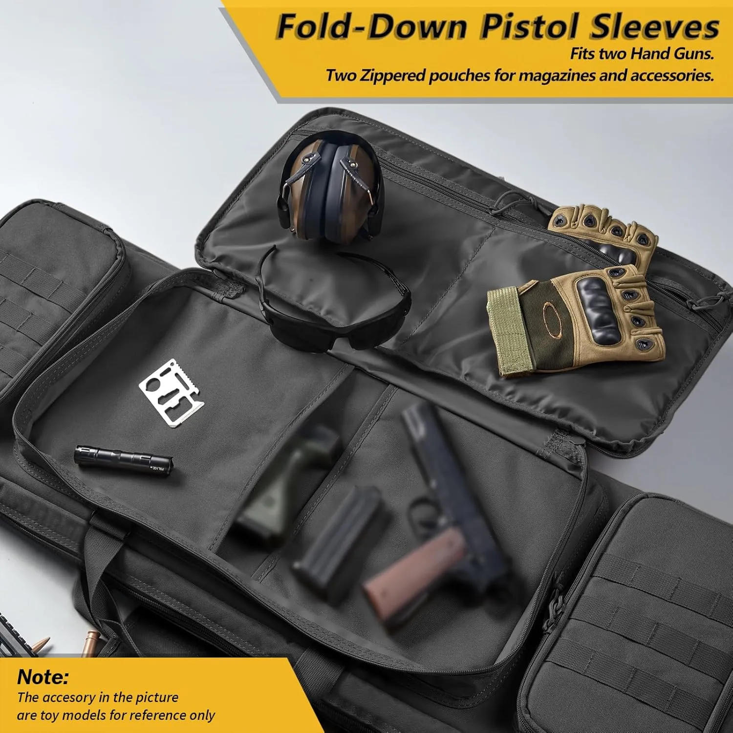 36" 42" 48" Double Long Gun Bag Nylon 1000D Soft Case Backpack Rifle Shotgun Pistol Transportation for Hunting Shooting Range, Firearm Transportation with Lockable Zipper and Molle System