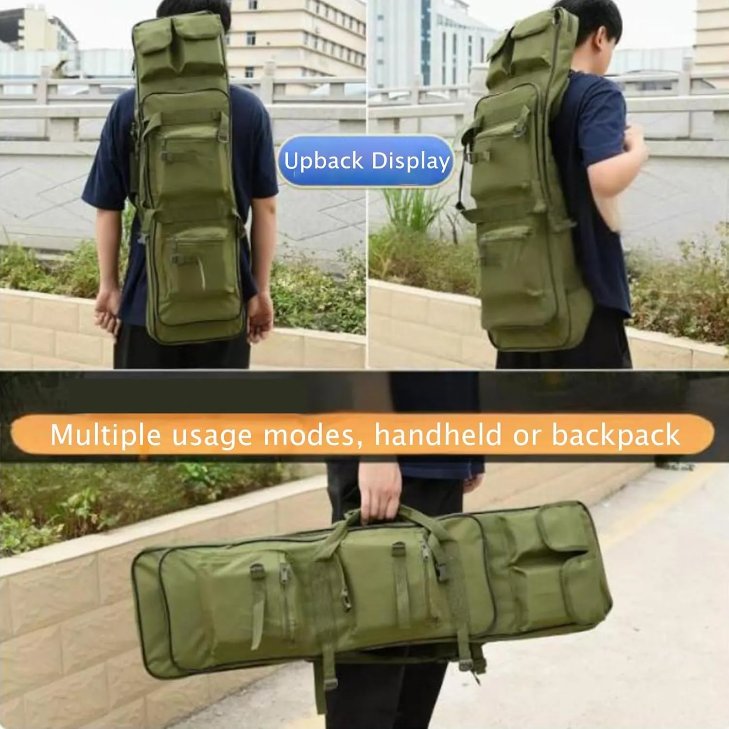 37"/42"/47"/55" Double Rifle Case Soft Bag Backpack, Lockable Shotgun Case with Backpack Straps, for Outdoor Hunting Shooting, Gun Case Storage & Transportation