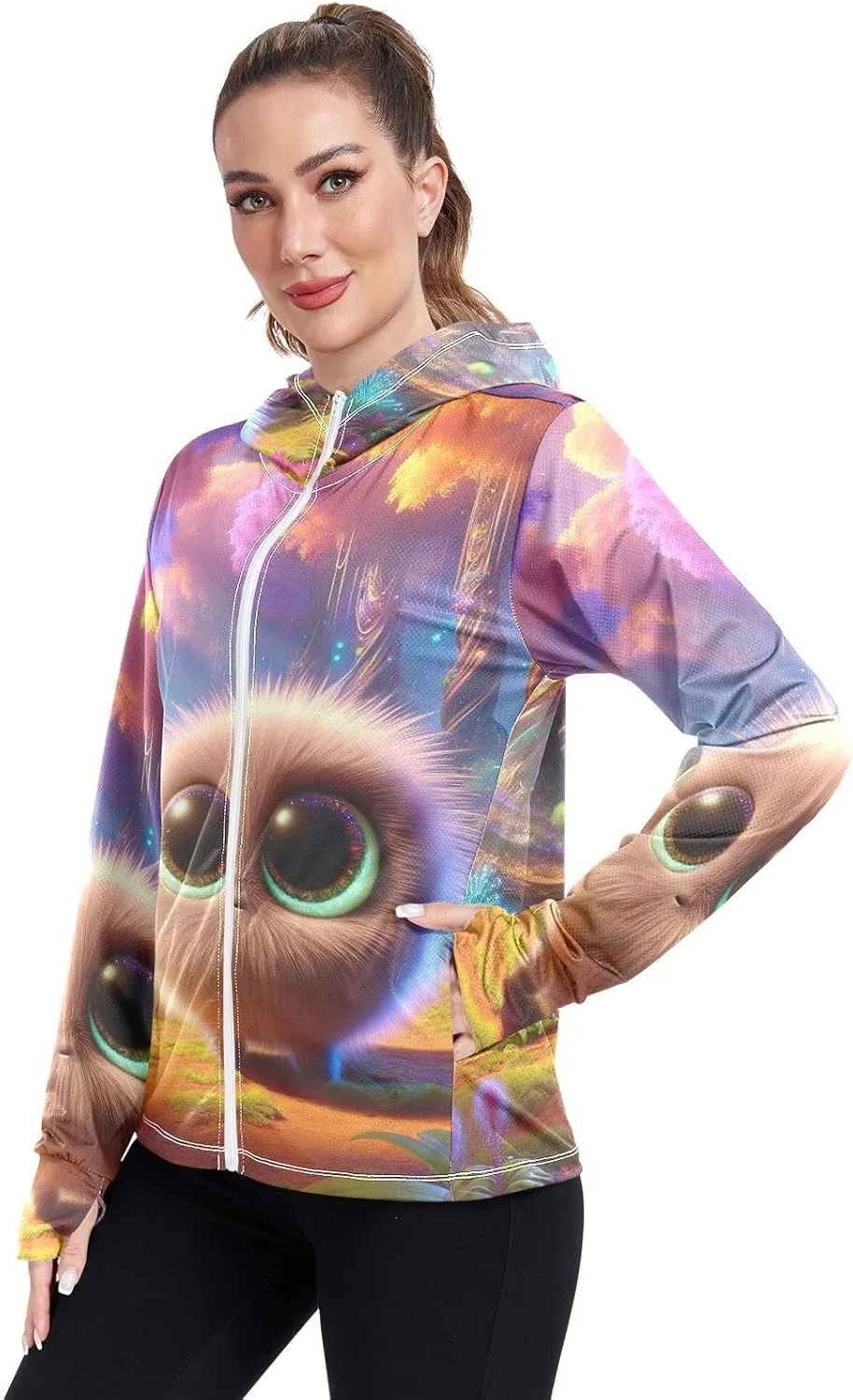 3d Animation Small Round Creature Sun Jacket Upf 50 , Long Sleeve Zip up Hiking Jacket