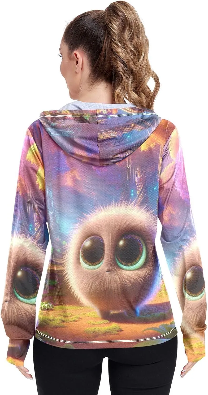 3d Animation Small Round Creature Sun Jacket Upf 50 , Long Sleeve Zip up Hiking Jacket