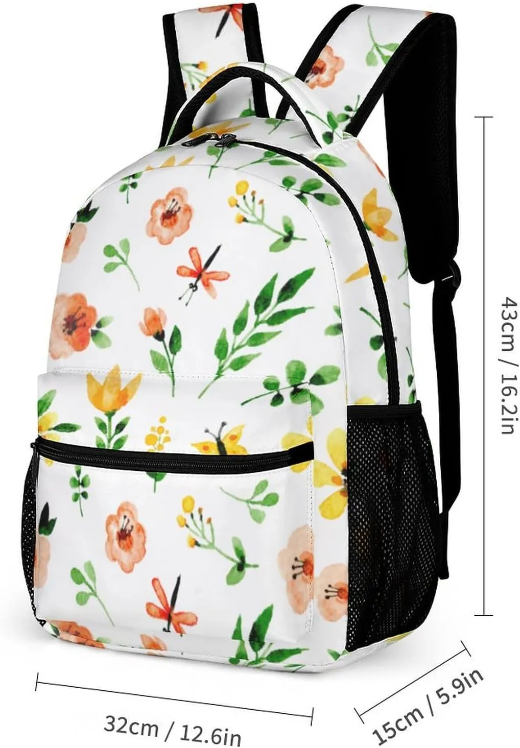 3PCS Backpack with Lunch Box & Pen Case, 16.2 Inch Ergonomic Straps Backpack, Cute College Backpack for Traveling Daypack