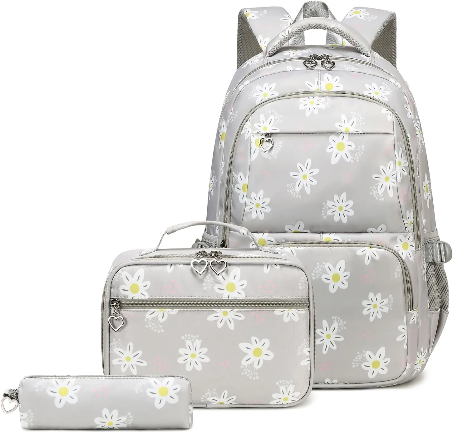 3Pcs Daisy Backpack for Girls with Lunch Box Kids School Bag with Lunch Bag Bookbag for Elementary School