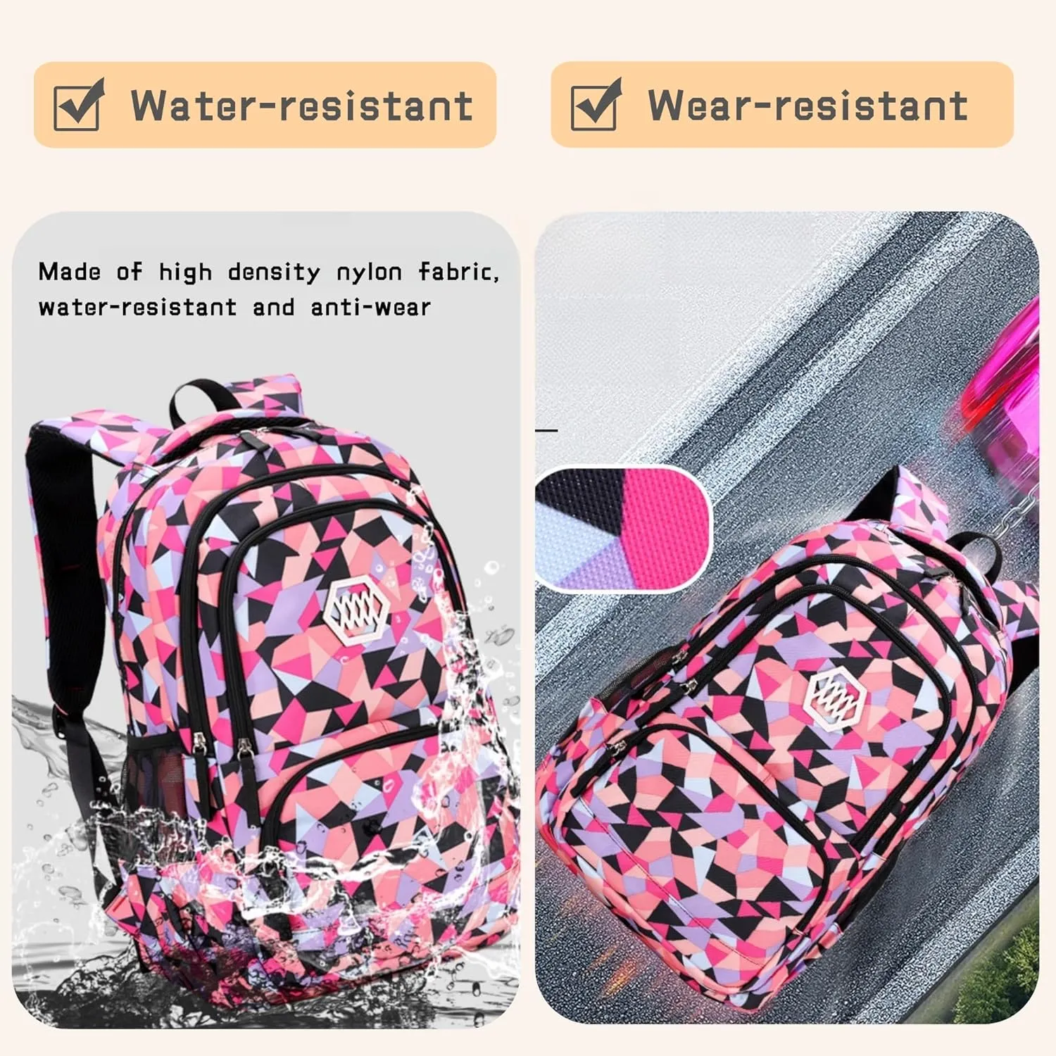 3Pcs Geometric Print Boys Backpack and Lunchbox Set for School Kids, Capacity School Backpack for Boys Elementary School