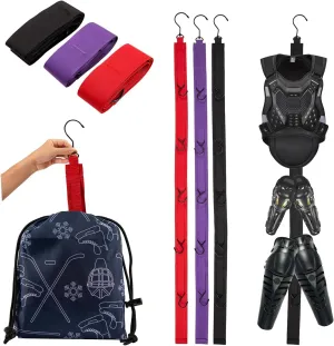 3Pcs Hockey Hanger Portable Hanging Dryig Rack Hockey with Storage Bag Gifts for Home and Outdoor Using in Ice Hockey Skating Football Camping Fishing 5 Hooks (Mixer Color)