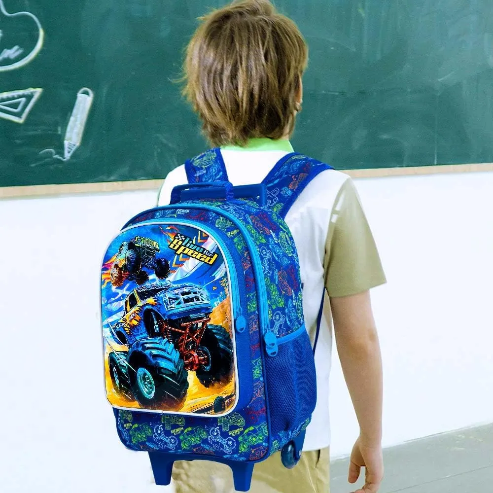 3PCS Rolling Backpack for Girls and Boys， Kids Unicorn Dinosaur Wheeled Bookbag