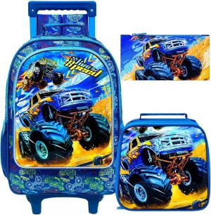 3PCS Rolling Backpack for Girls and Boys， Kids Unicorn Dinosaur Wheeled Bookbag