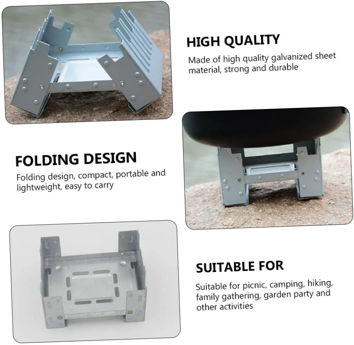 4 Pcs Camping Stove Folding Solid Mini Backpack Burner Wood Burning Camp Stove/Sier/9.8 * 7.5Cm