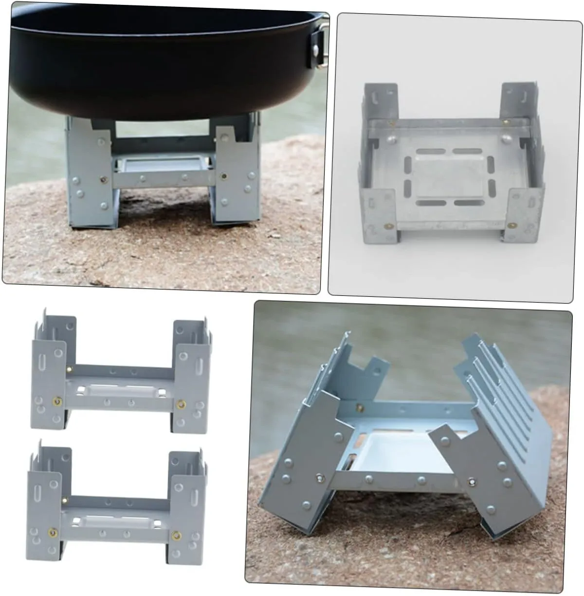 4 Pcs Camping Stove Folding Solid Mini Backpack Burner Wood Burning Camp Stove/Sier/9.8 * 7.5Cm