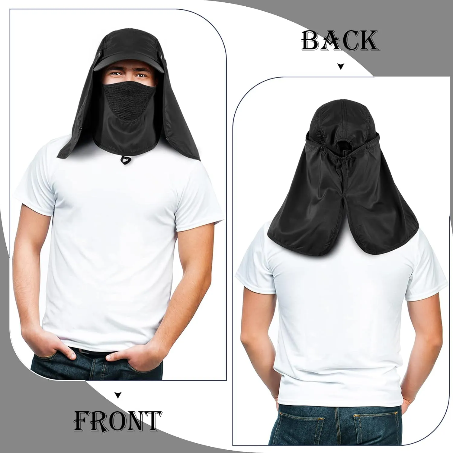 4 Set Sun Hat Fishing Hats UPF 50  Outdoor Hiking Hat UV Sun Protection Hat with Neck Flap Face Mask and 4 Pack Arm Sleeves