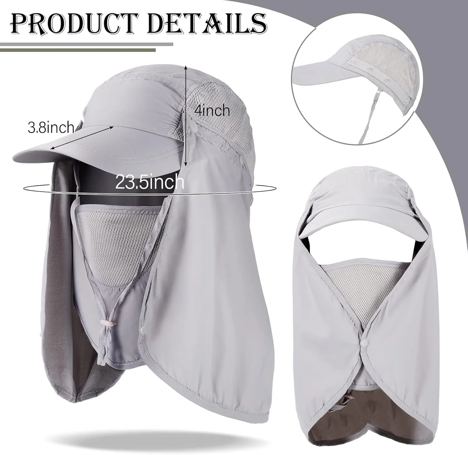 4 Set Sun Hat Fishing Hats UPF 50  Outdoor Hiking Hat UV Sun Protection Hat with Neck Flap Face Mask and 4 Pack Arm Sleeves