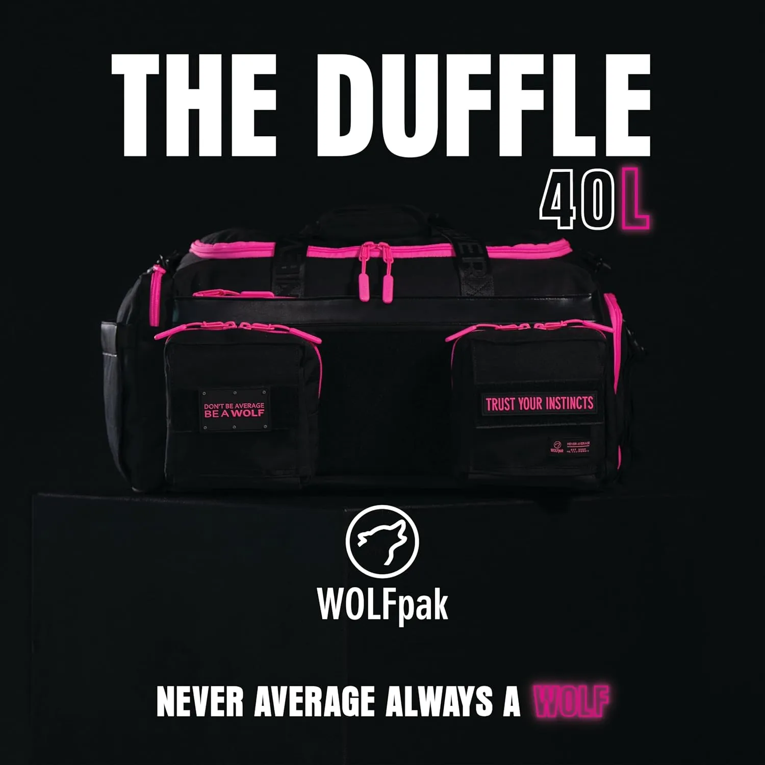40L Duffle Bag (Ultimate Black Neon Pink)