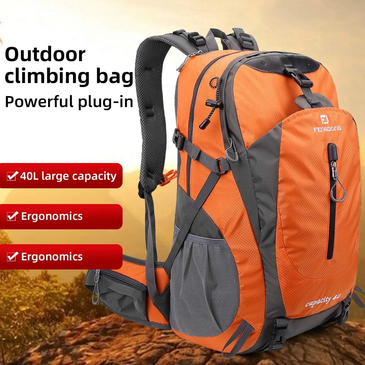 40L Waterproof Lightweight Hiking,Camping,Travel Backpack for Men Women