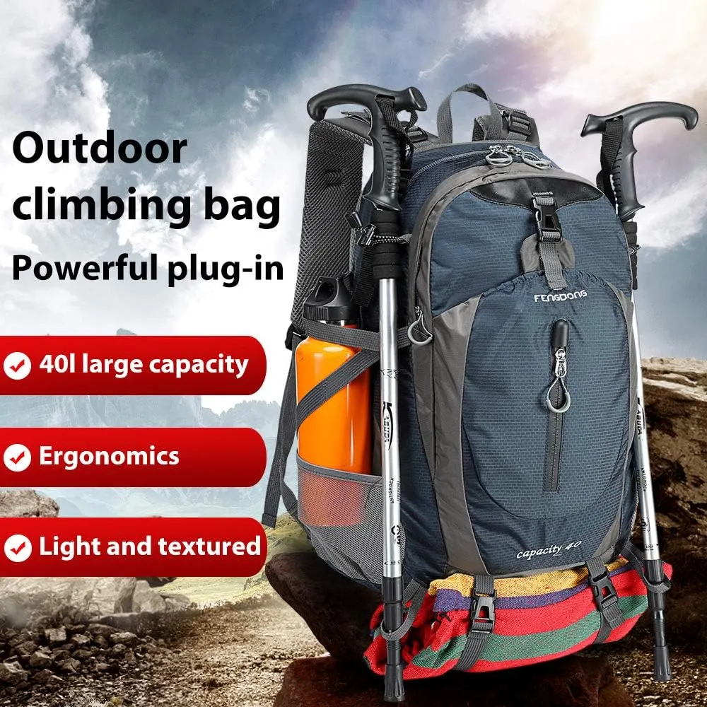 40L Waterproof Lightweight Outdoor Daypack Hiking,Camping,Travel Backpack for Men Women Blue