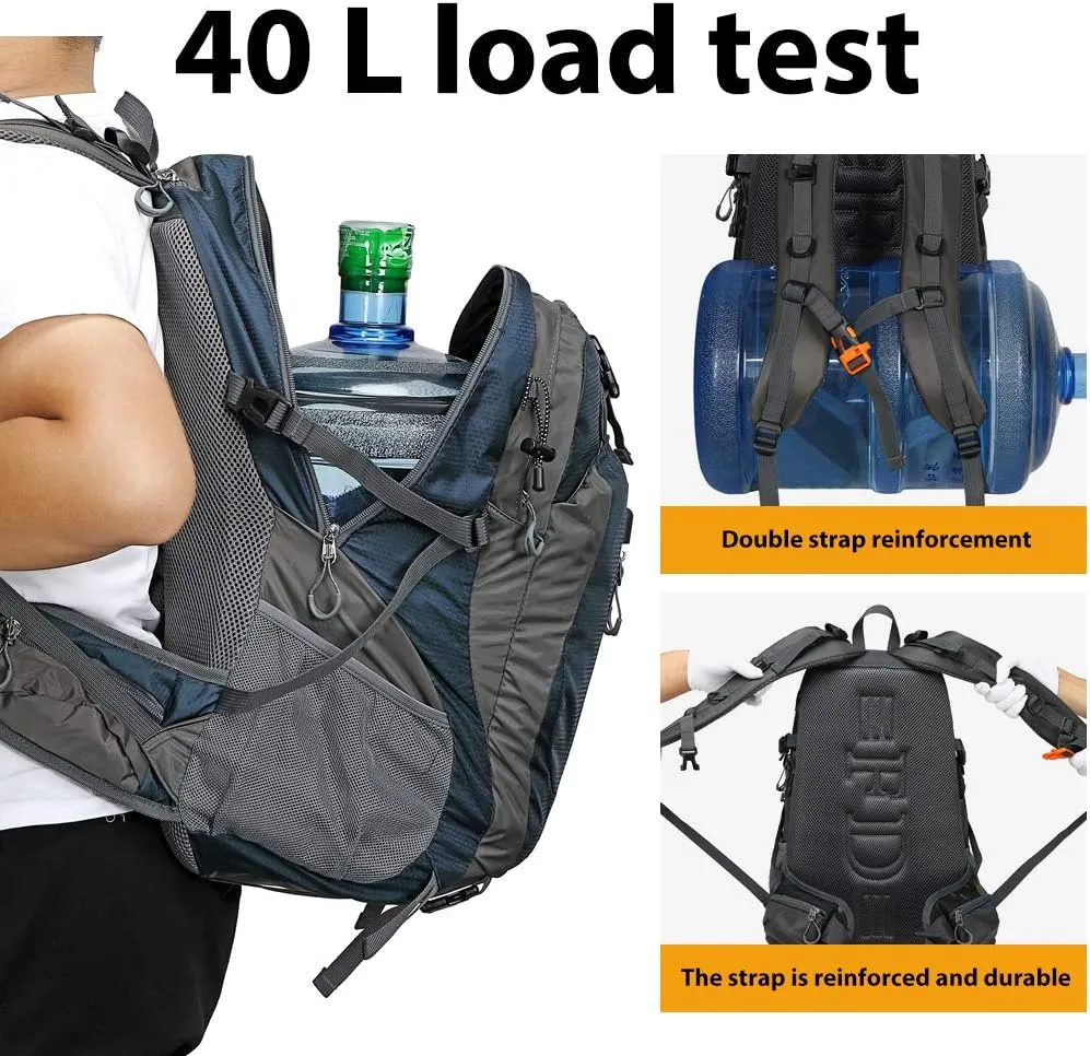 40L Waterproof Lightweight Outdoor Daypack Hiking,Camping,Travel Backpack for Men Women Blue