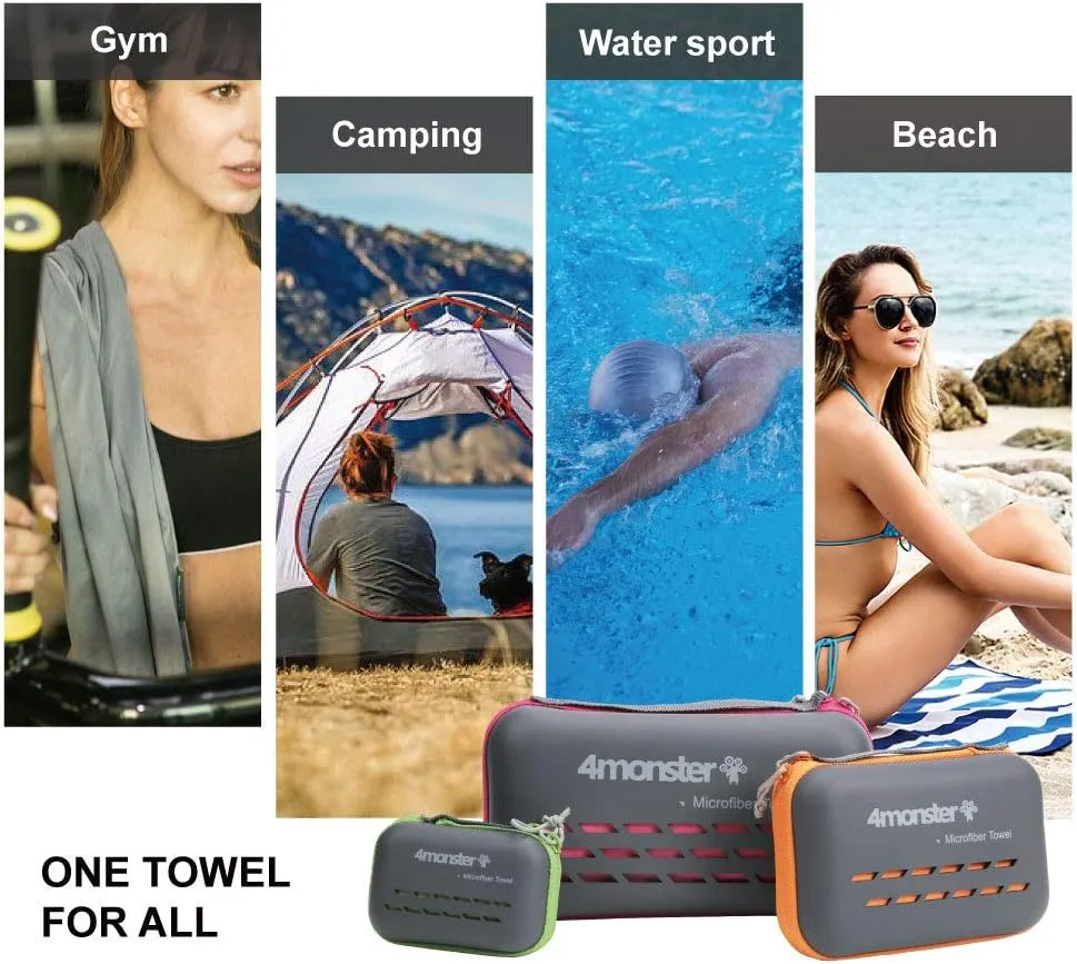 4Monster Camping Towels Super Absorbent, Fast Drying Microfiber Travel Towel, Quick Dry Ultra Soft Compact Gym Towel for Swimming Beach Hiking Yoga Travel Sports Backpack (59.00" x 30.00", Green)