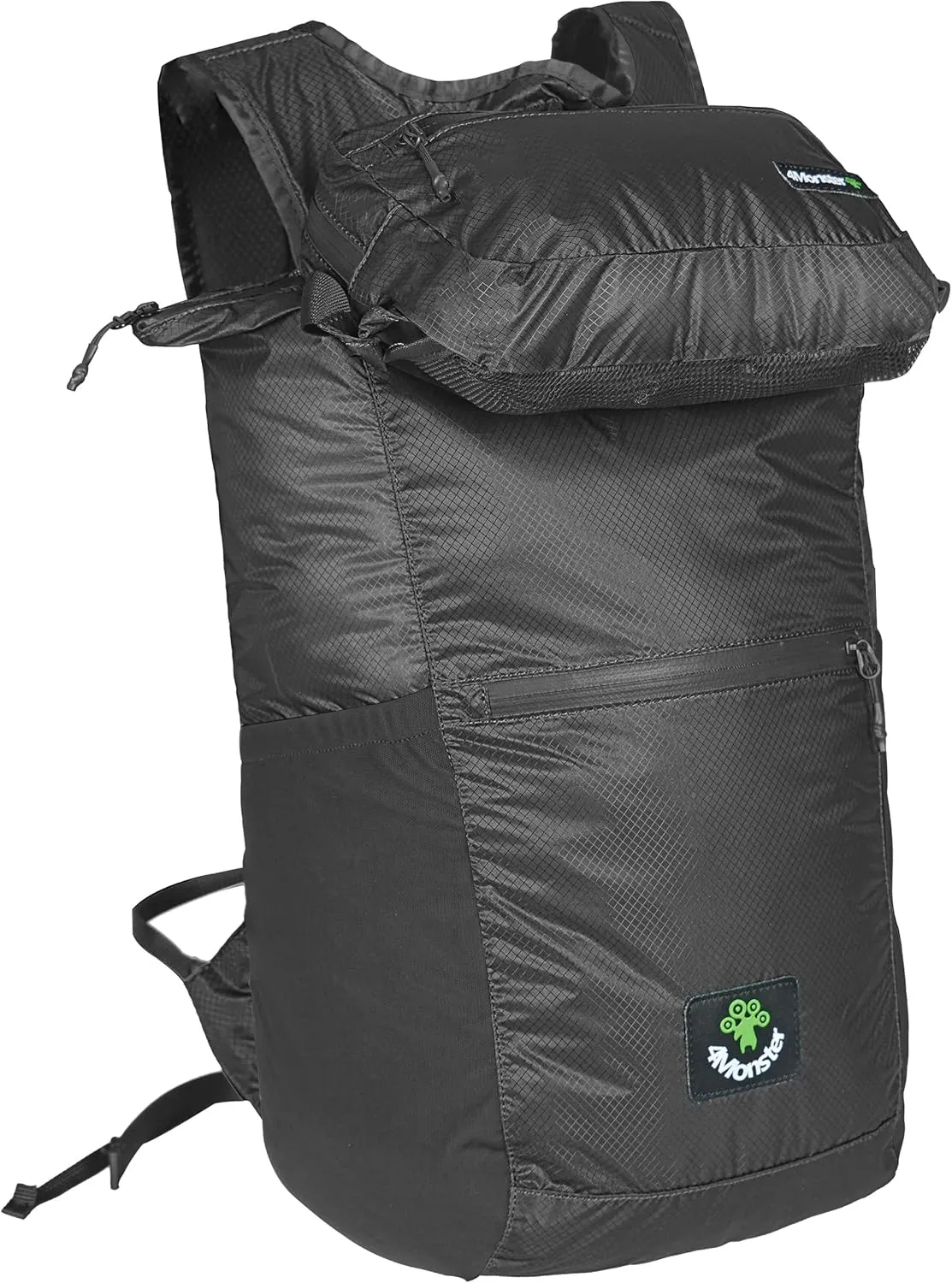 4Monster Hiking Daypack,2 in 1 Water Resistant Lightweight Backpack,Portable Fanny Pack Waist Pack for Travel Camping Outdoor (32L, Black)