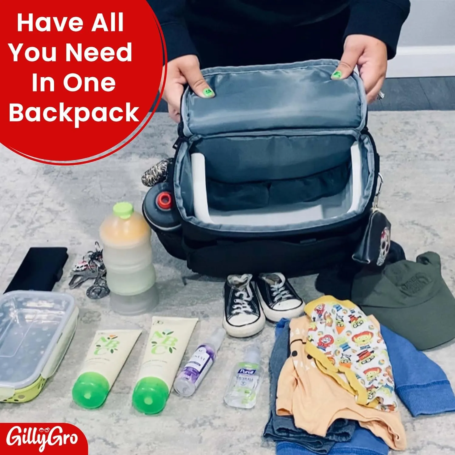 5-in-1 Convertible Diaper Bag Backpack | Portable Changing Station, Travel-Friendly High Chair and Activity Mat
