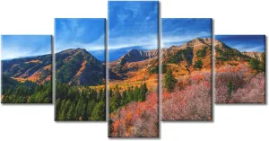 5 Pieces Wall Art Mount Timpanogos Alpine Loop Area of Fork Canyon in Utah County US Wall Decorations Canvas Prints Pictures Modern Living Room Bedroom Office Home Decor Artwork (60"Wx32"H)