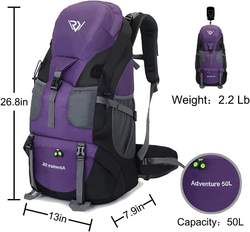 50L Hiking Backpack, Waterproof Lightweight Daypack for Outdoor Camping Travel