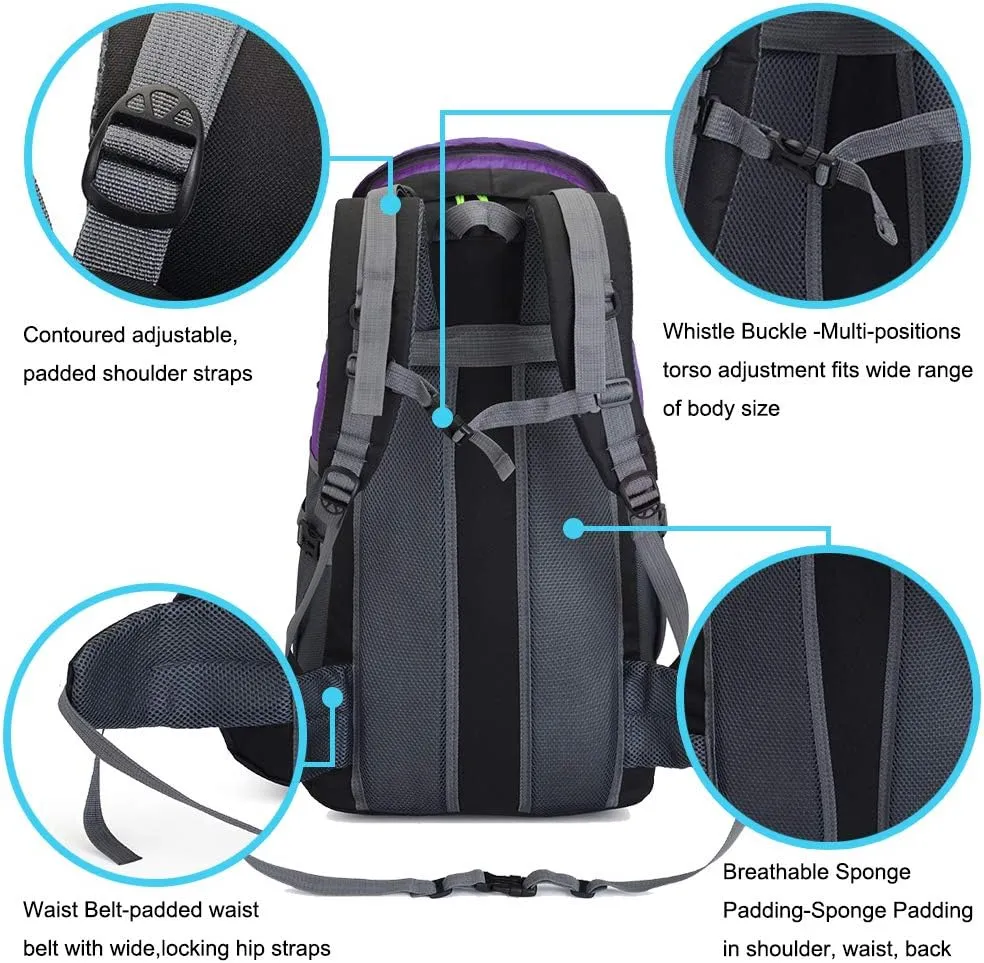 50L Hiking Backpack, Waterproof Lightweight Daypack for Outdoor Camping Travel