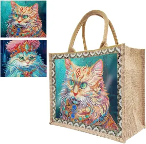 5D Art Painting Tote Bag Kit, DIY 5D Art Painting Handbag Kits, Diamond Art Bag for Home Organizer (Single Side Dot Diamond)