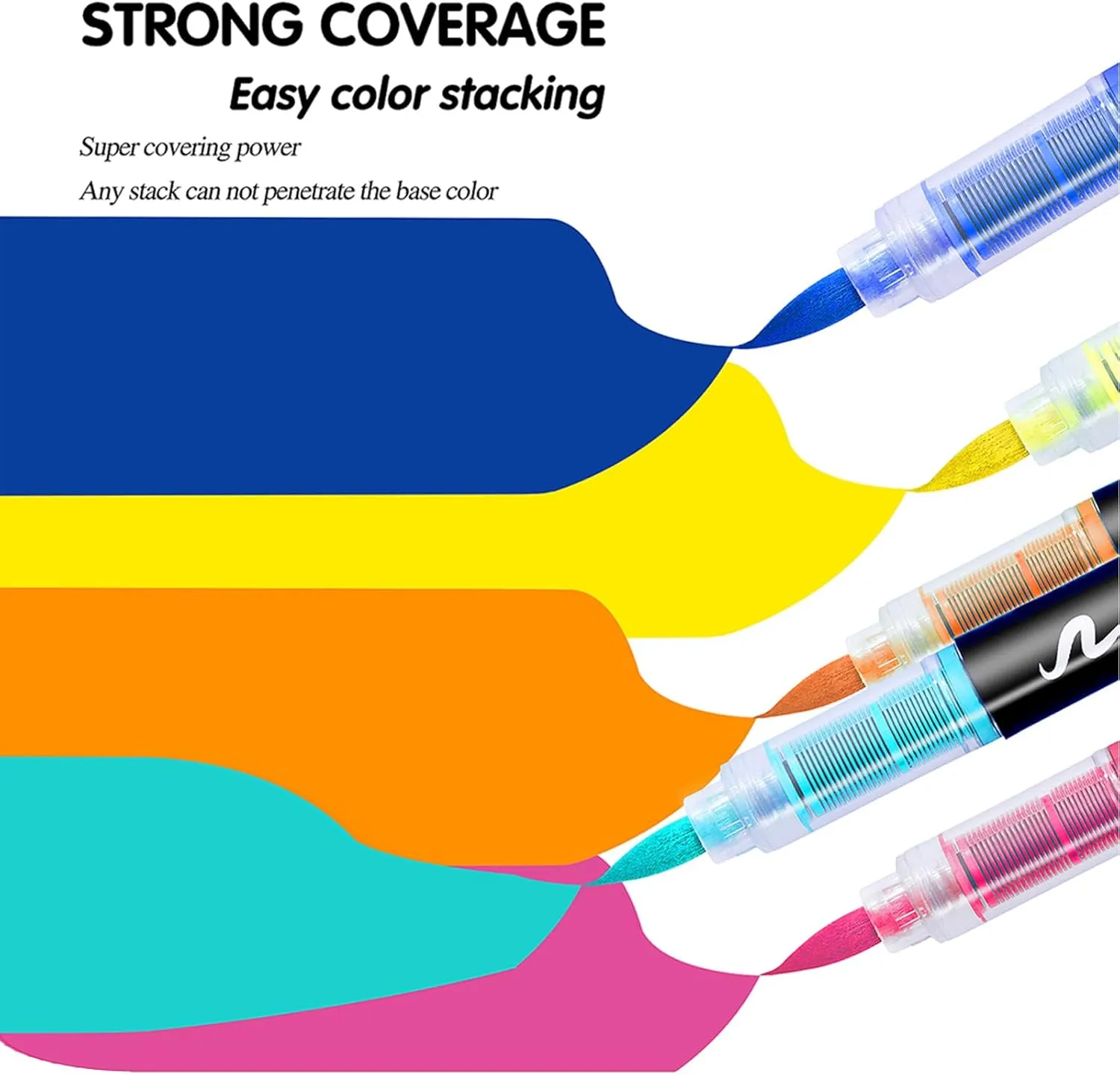60 Color Paint Pens, Soft Brush Tip Acrylic Markers, Quick-Drying Waterproof for Canvas, Rock, Wood, Stone, Glass, Ceramic, Fabric Painting, DIY Crafts