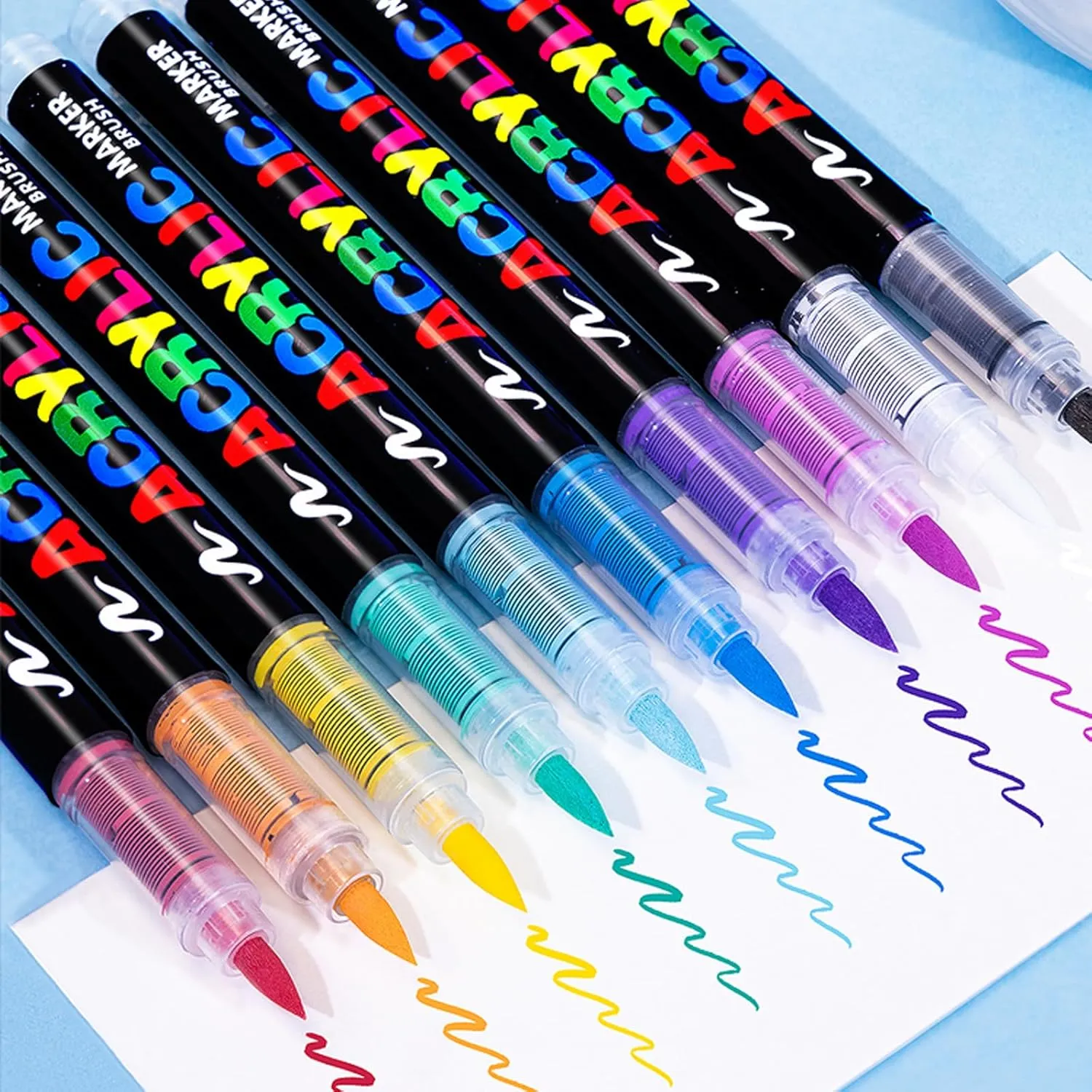 60 Color Paint Pens, Soft Brush Tip Acrylic Markers, Quick-Drying Waterproof for Canvas, Rock, Wood, Stone, Glass, Ceramic, Fabric Painting, DIY Crafts
