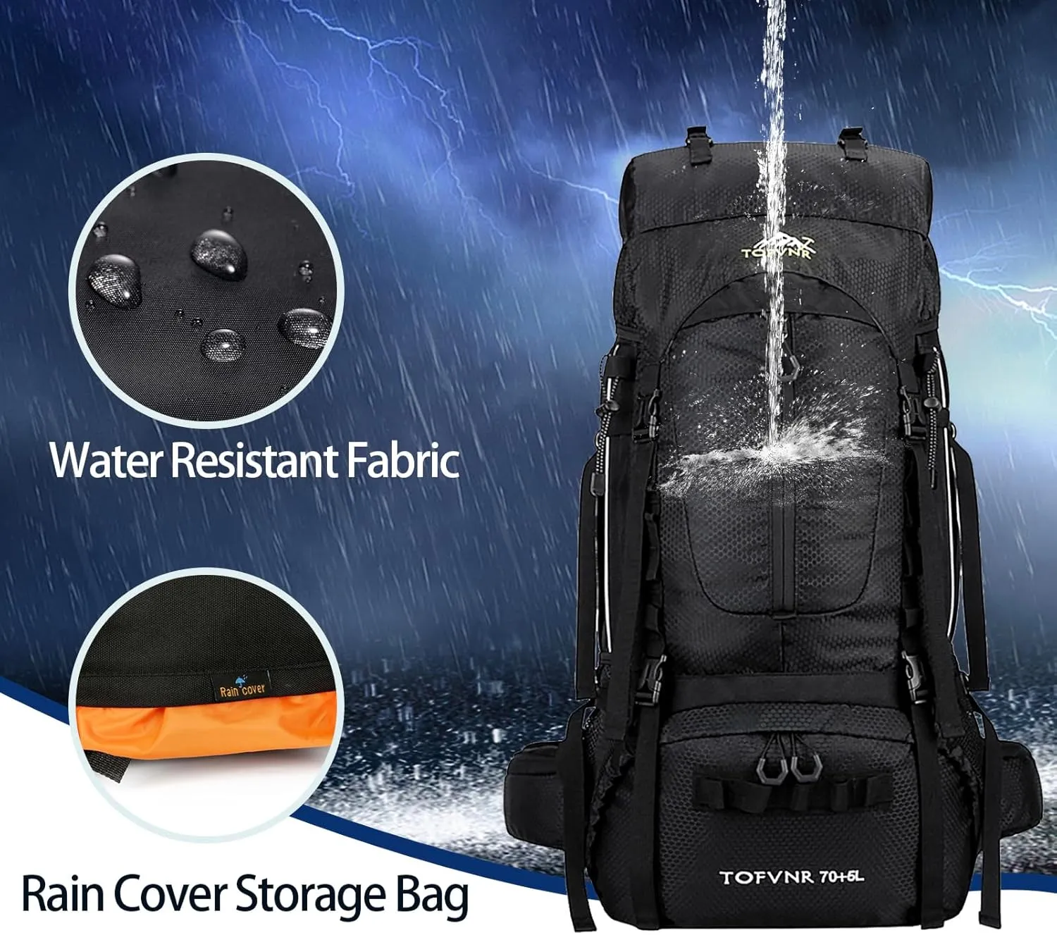 75L Hiking Backpack, Water Resistant Lightweight Outdoor Sport Daypack Travel Bag for Camping Climbing Touring