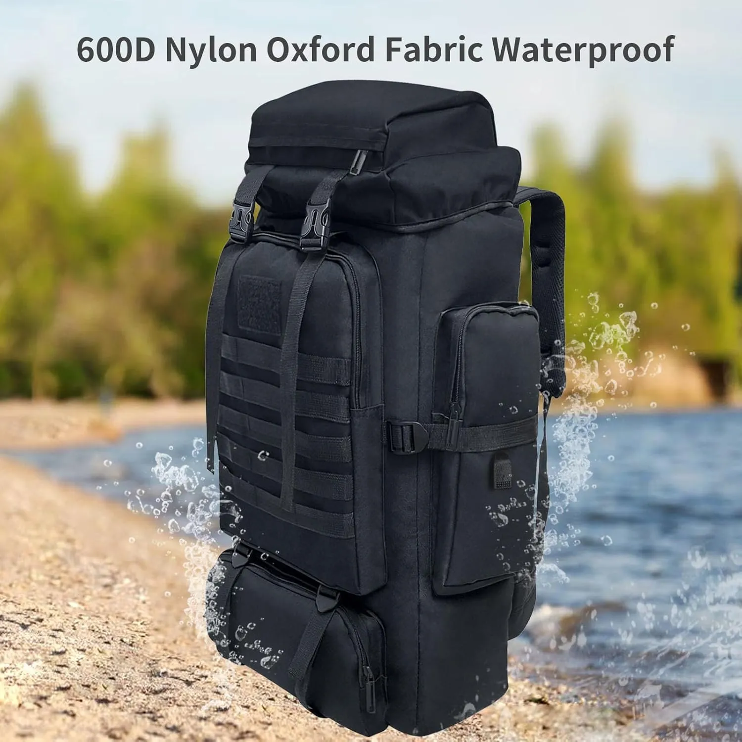 80L 100 Liters Camping Hiking Military Tactical Backpack,Water Resistant Large Travel Daypacks Outdoor MOLLE Rucksack
