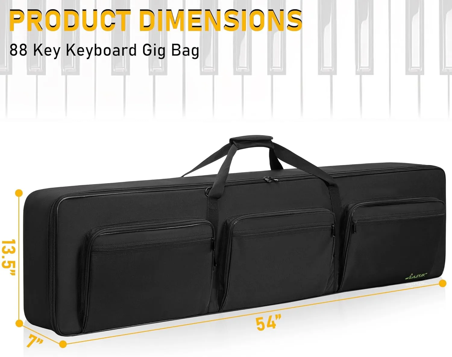 88 key Keyboard Case, Keyboard Gig Bag Case with Adjustable Straps and 6-Pocket for Keyboard Accessaries, 88 key Electric Piano Keyboard Gig Bag 54"x7"x13.5"