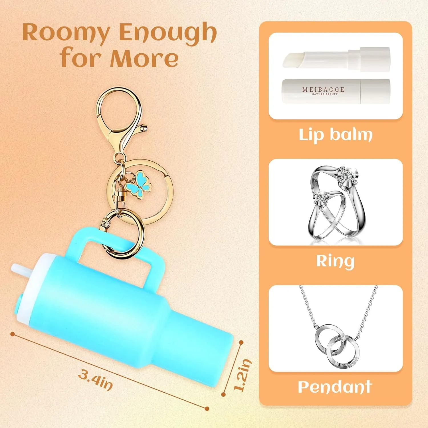 8Pack Mini Tumbler Keychain for Stanley Cup Cute Key Chain Chapstick Holder Charms for Women Backpack Bag