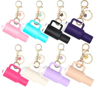 8Pack Mini Tumbler Keychain for Stanley Cup Cute Key Chain Chapstick Holder Charms for Women Backpack Bag