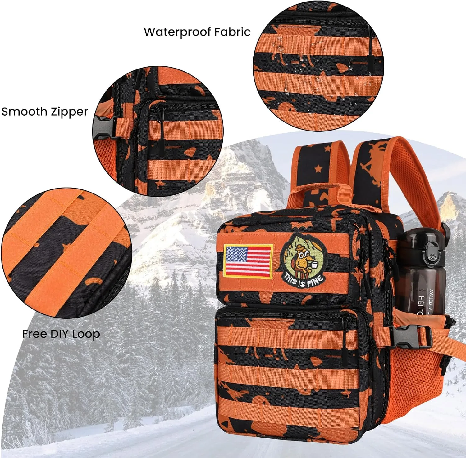 9L Mini Tactical Backpack for Men Women,Small Military Tactical Backpack for Gym,Hiking,Camping,Cycling (Halloween Phantom)