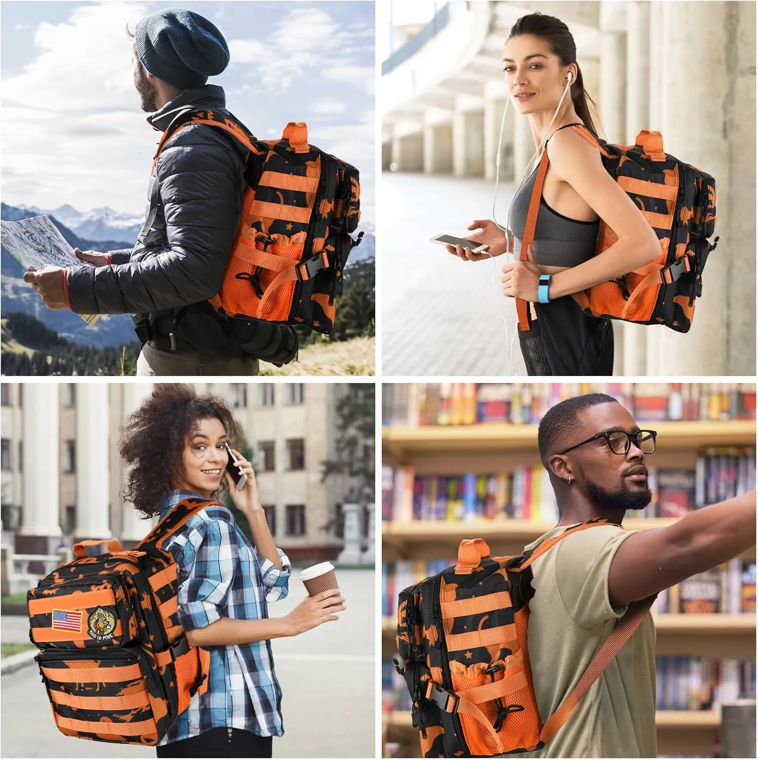 9L Mini Tactical Backpack for Men Women,Small Military Tactical Backpack for Gym,Hiking,Camping,Cycling (Halloween Phantom)