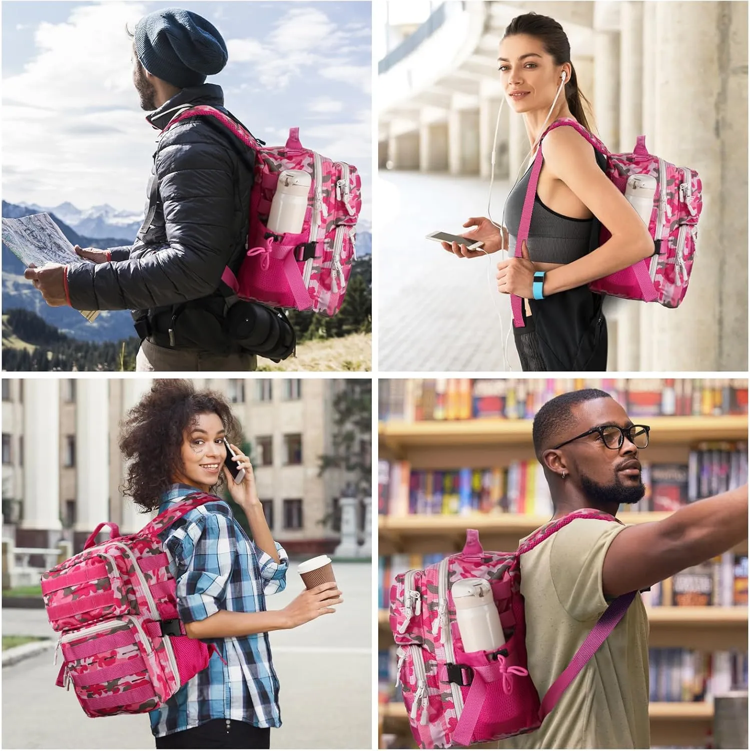 9L Mini Tactical Backpack for Men Women,Small Military Tactical Backpack for Sport,Gym,Hiking,Travel,Camping（Pink Camo