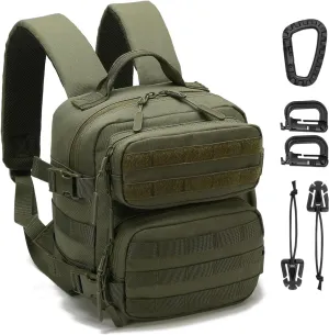 9L Mini Tactical Backpack Men Women Small Assault Rucksack Water-proof GYM Hiking Bug Out Bag with molle attachments (OD)