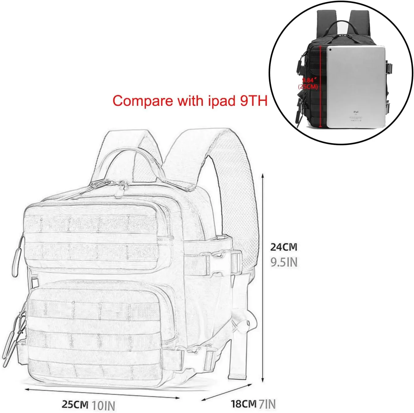 9L Mini Tactical Backpack Men Women Small Assault Rucksack Water-proof GYM Hiking Bug Out Bag with molle attachments (OD)