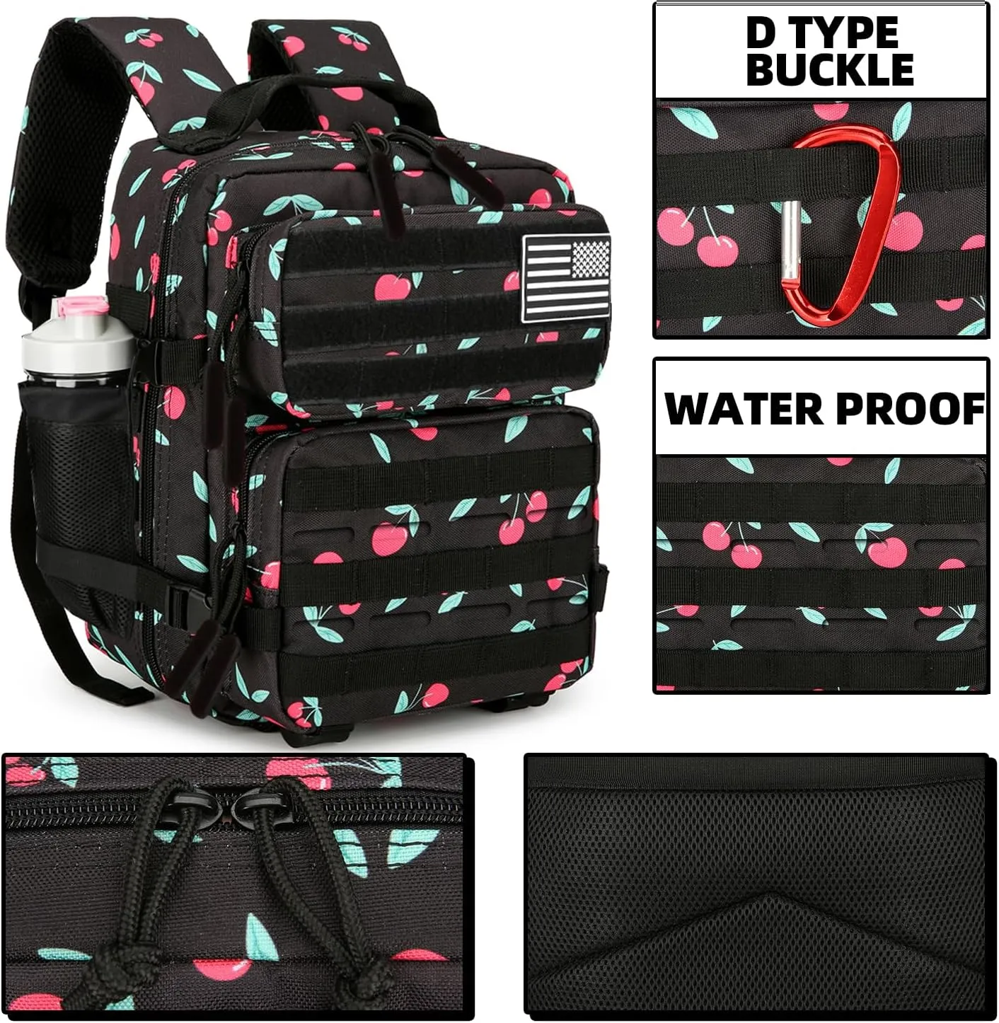 9L Tactical Assault Backpack Gym Backpack Hiking Travel Backpack Camping Backpack (Cherry)