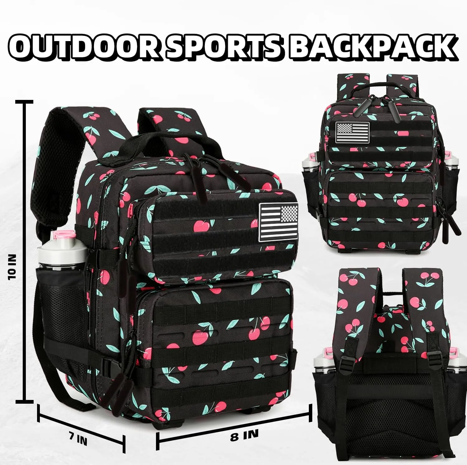 9L Tactical Assault Backpack Gym Backpack Hiking Travel Backpack Camping Backpack (Cherry)