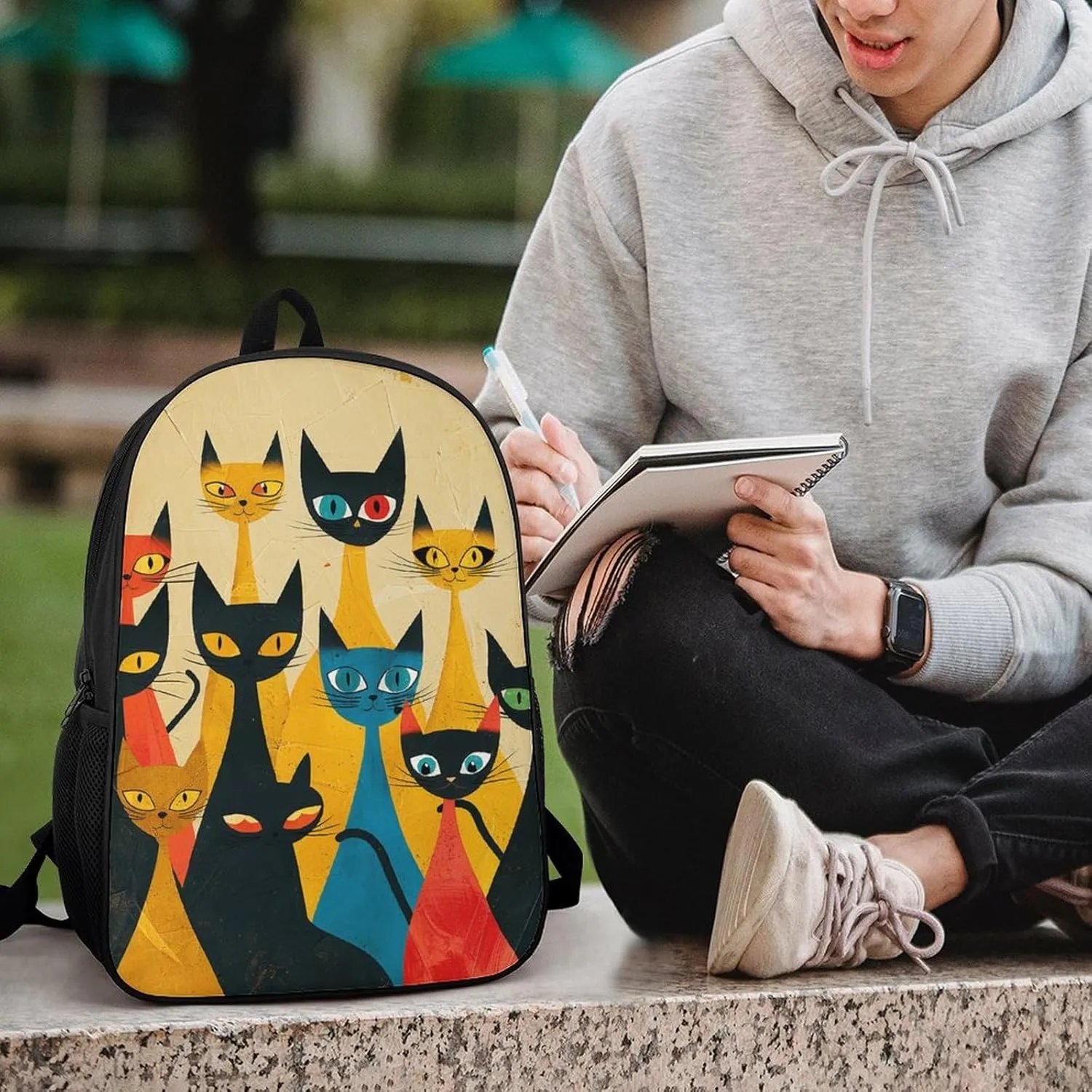 A Group of Cats Backpack, Laptop Backpack for Men, 17 Inch Travel Hiking Daypack, Casual Backpack