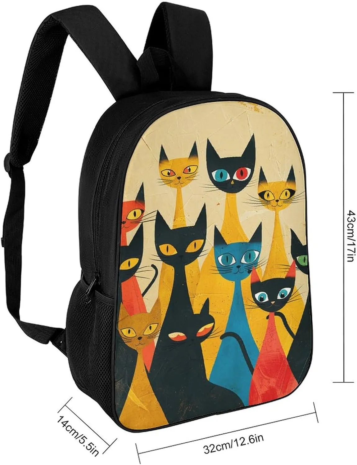 A Group of Cats Backpack, Laptop Backpack for Men, 17 Inch Travel Hiking Daypack, Casual Backpack