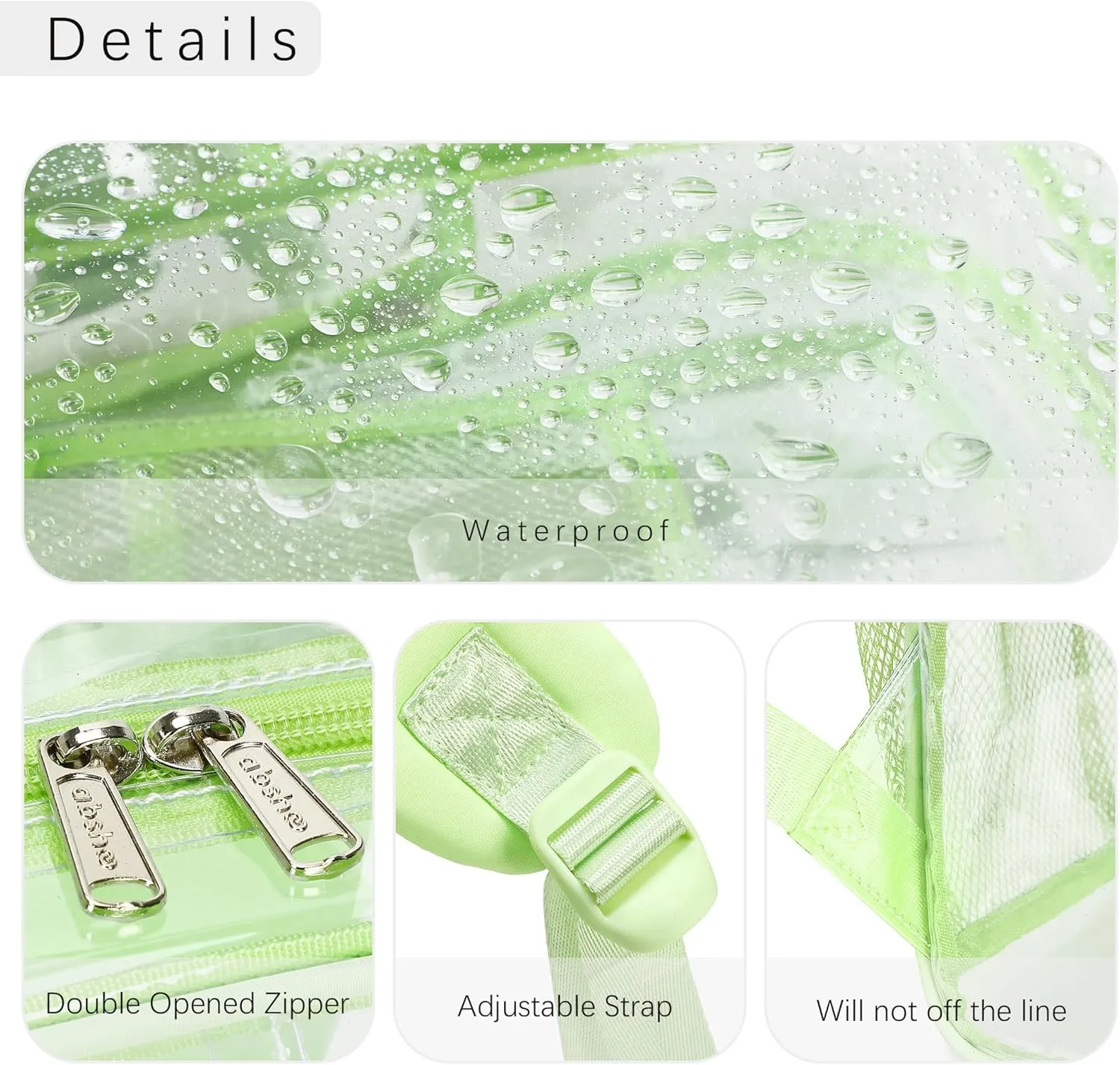 abshoo Large Clear Backpack For Girls Women School Bookbag Heavy Duty Transparent Backpack (Green)