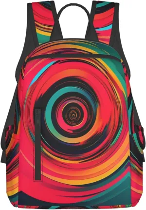 Abstract Circle Swirls print Lightweight Laptop Backpack Travel Daypack Bookbag for Women Men for Travel Work
