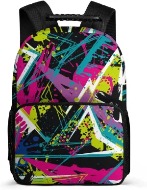Abstract Geometric Chaotic Colorful Unisex Backpack Casual Daypacks 16" Shoulders Bag for Camping Hiking Travel Gear