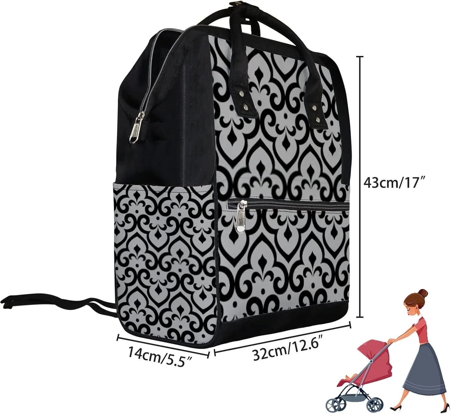 Abstract Pattern Arabian Style Seamless Background Diaper Bag Backpack, waterproof backpack Baby Nappy Changing Bags Laptop Backpack for Travel, Large Capacity, Durable and Stylish for Woman and Men.