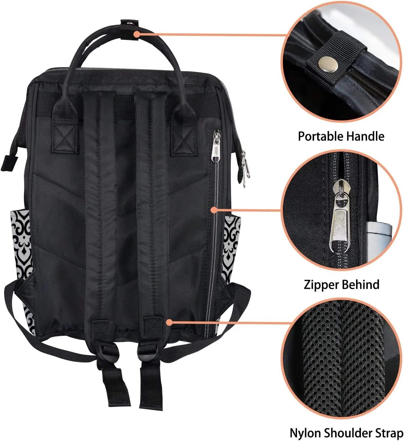 Abstract Pattern Arabian Style Seamless Background Diaper Bag Backpack, waterproof backpack Baby Nappy Changing Bags Laptop Backpack for Travel, Large Capacity, Durable and Stylish for Woman and Men.