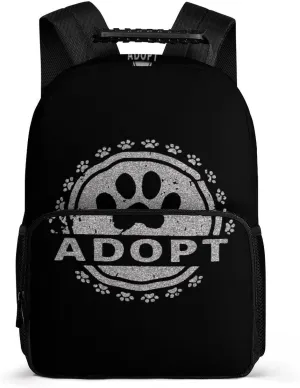Adopt A Dog Paw Travel Backpack Casual Daypacks Computer Shoulder Bag for Work Shopping Unisex 16 Inch