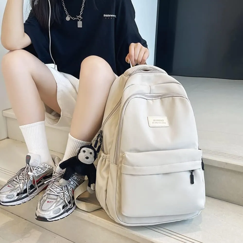 Aesthetic Backpack Cute Backpack for School College Backpack Large Capacity Bookbags for Girls Women Students Casual Travel Daypacks Solid Color(White)