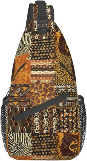 African Art Shoulder Bag African Sling Backpack Daypack Casual Backpack African Ethnic Hiking Bag Backpack Bag