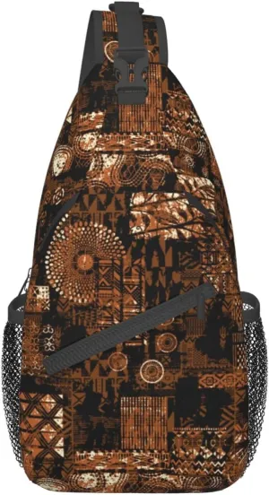 African Art Shoulder Bag African Sling Backpack Daypack Casual Backpack African Ethnic Hiking Bag Backpack Bag